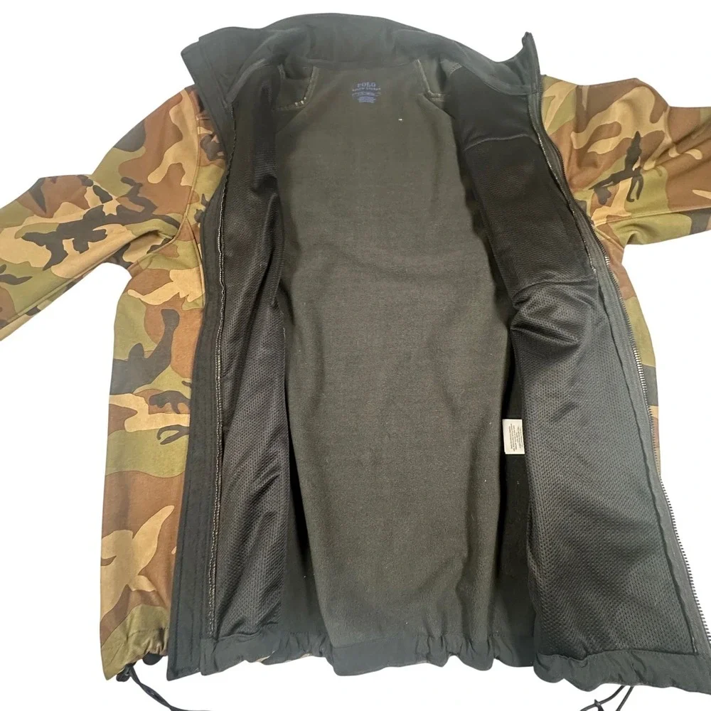 Polo Ralph Lauren Mens Camo Softshell Fleece Lined Jacket Full Zip Large Altered